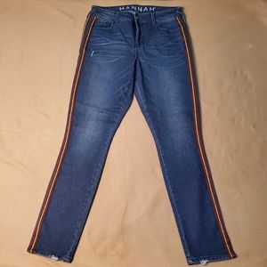 ❤️ HANNAH blue dark jeans skinny stretch distress size 8